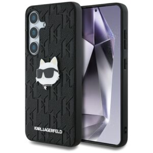 Original Pouch KARL LAGERFELD Leather Monogram Pin Logo Choupette Head for Samsung Galaxy S25 black