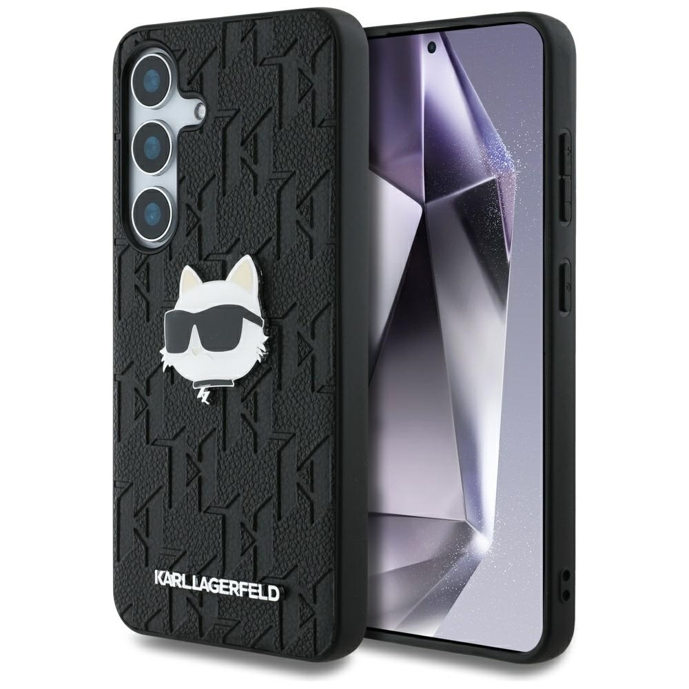 Original Pouch KARL LAGERFELD Leather Monogram Pin Logo Choupette Head for Samsung Galaxy S25 black