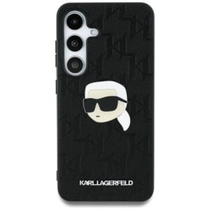 Original Pouch KARL LAGERFELD Leather Monogram Pin Logo Karl Head for Samsung Galaxy S25 Ultra black