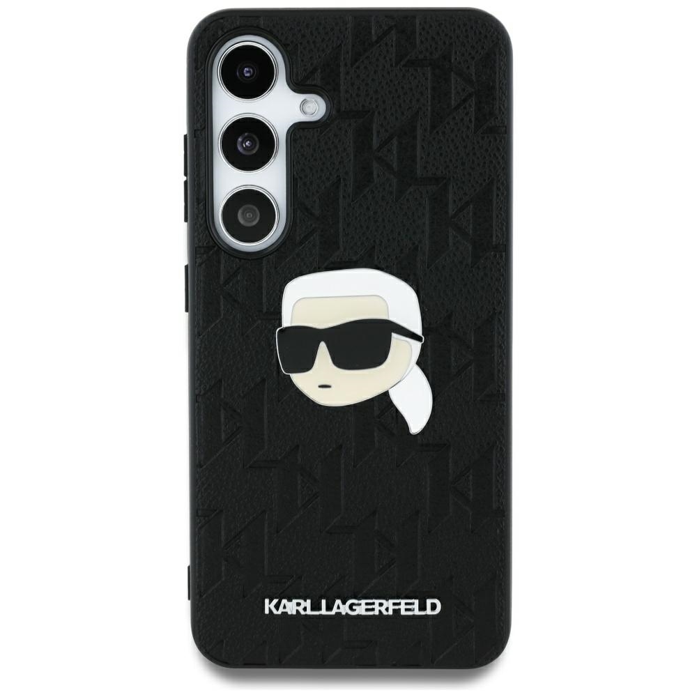 Original Pouch KARL LAGERFELD Leather Monogram Pin Logo Karl Head for Samsung Galaxy S25 Ultra black