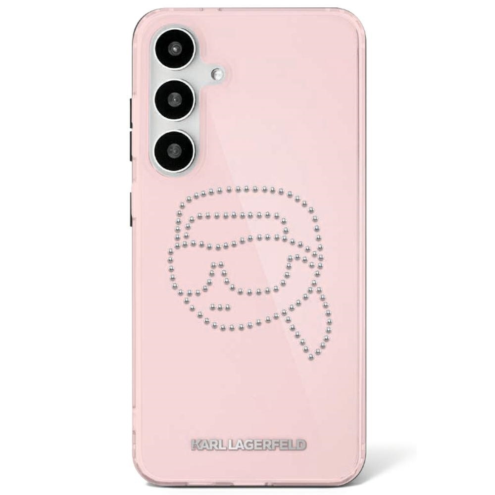 Original Pouch KARL LAGERFELD Rhinestones Karl Head Logo for Samsung Galaxy S25 pink