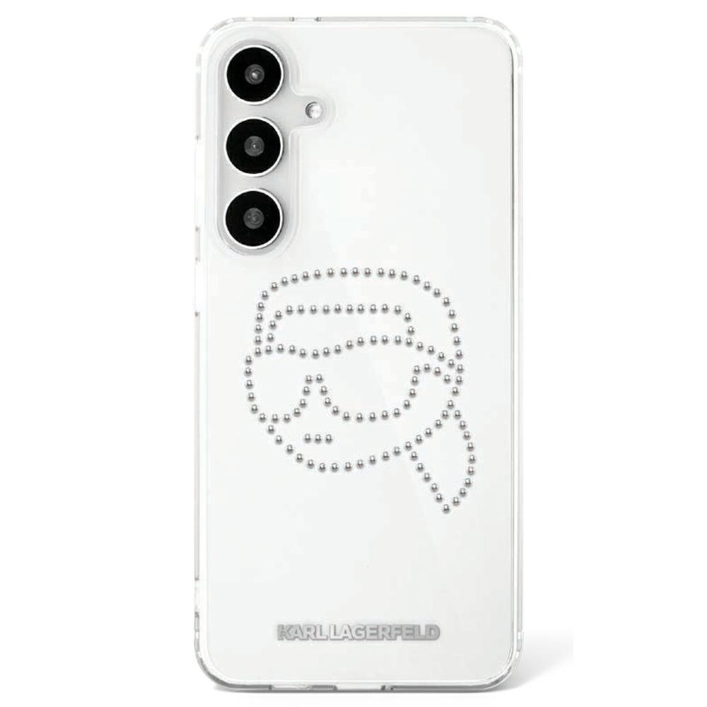 Original Pouch KARL LAGERFELD Rhinestones Karl Head Logo for Samsung Galaxy S25 transparent