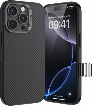 Benks Magnetic Armor Pro Camera Control Kevlar Case Metal Frame 600D (D065) for Iphone 16 Pro black (Camera Control Button)