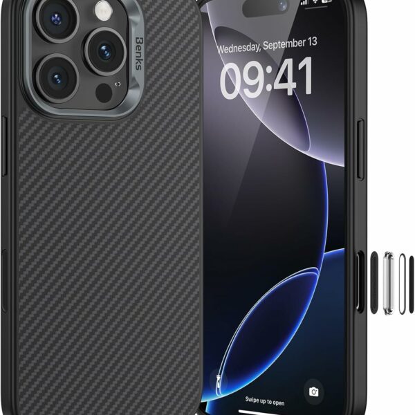 Benks Magnetic Armor Pro Camera Control Kevlar Case Metal Frame 600D (D065) for Iphone 16 Pro black (Camera Control Button)