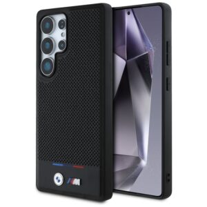 Original Case BMW Leather Tricolor Stripe MagSafe for Samsung Galaxy S25 Ultra black