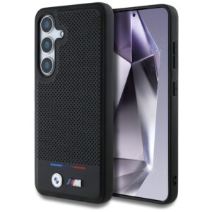 Original Case BMW Leather Tricolor Stripe MagSafe for Samsung Galaxy S25 Plus black