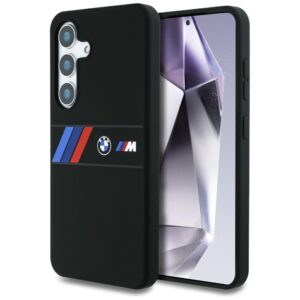 Original Case BMW Silicone Middle Tricolor Stripes MagSafe for Samsung Galaxy S25 black