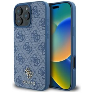 Original Case GUESS HC PU 4G Small 4G and Classic Magsafe for Iphone 16 Pro blue
