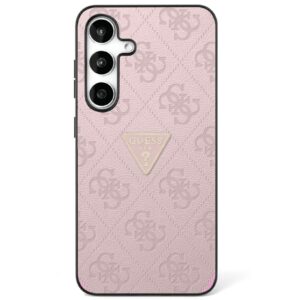 Original Case GUESS Hot Stamp 4G Pattern Triangle Metal Logo for Samsung Galaxy S25 pink