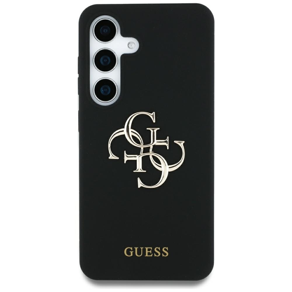 Original Case GUESS Silicone Big 4G Logo Bottom Script for Samsung Galaxy S25 Ultra black