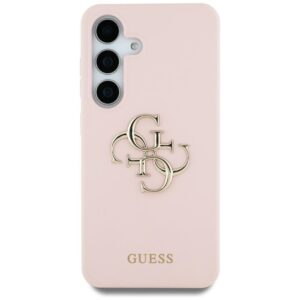 Original Case GUESS Silicone Big 4G Logo Bottom Script for Samsung Galaxy S25 Ultra pink