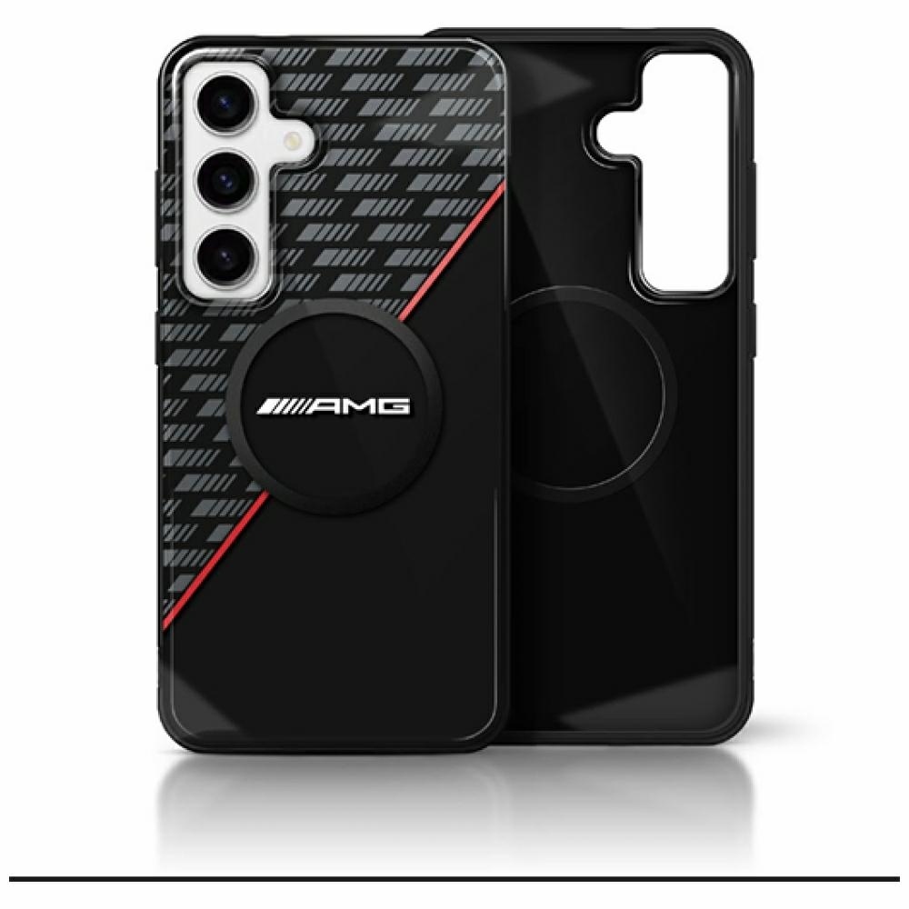 Original AMG Case Double Layer Rhombs MagSafe for Samsung Galaxy S25 black and red