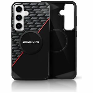Original AMG Case Double Layer Rhombs MagSafe for Samsung Galaxy S25 Plus black and red