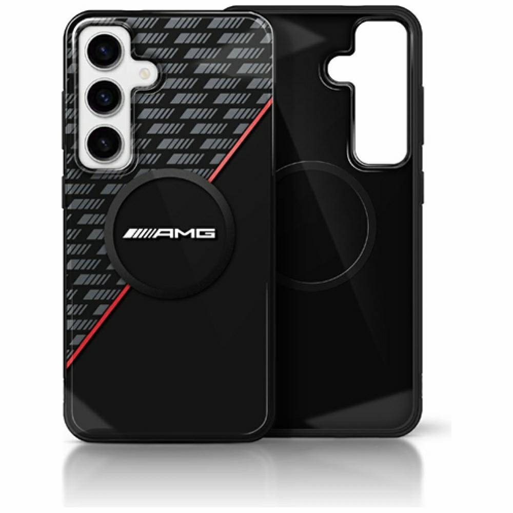 Original AMG Case Double Layer Rhombs MagSafe for Samsung Galaxy S25 Plus black and red