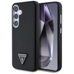 Original Case GUESS Grained Triangle Logo MagSafe for Samsung Galaxy S25 black