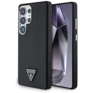 Original Case GUESS Grained Triangle Logo MagSafe for Samsung Galaxy S25 Ultra black