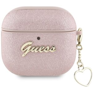 Original Case GUESS Metallic Script Charm for Airpods 4 pink