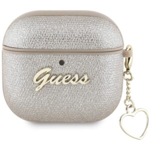 Original Case GUESS Metallic Script Charm for Airpods 4 gold