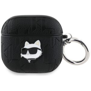 Original AMG Case KARL LAGERFELD Monogram Choupette Head for AirPods 4 black