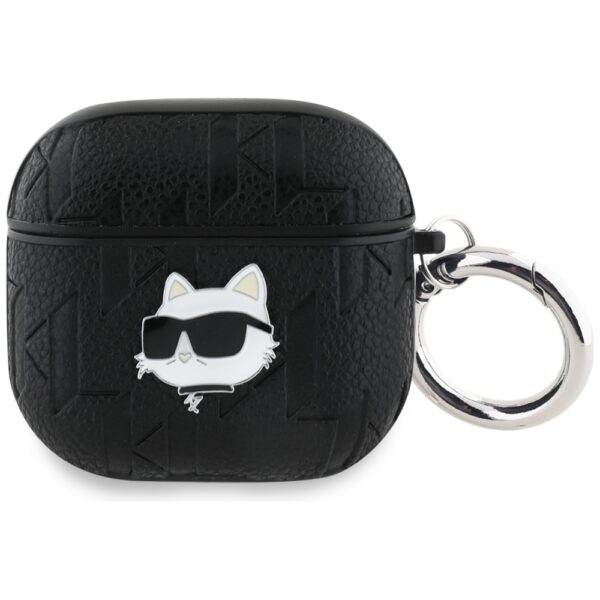 Original AMG Case KARL LAGERFELD Monogram Choupette Head for AirPods 4 black