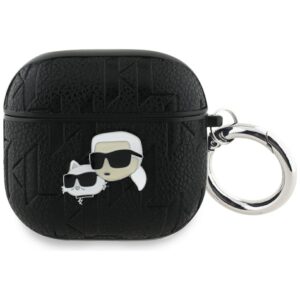 Original AMG Case KARL LAGERFELD Monogram Karl & Choupette Head for AirPods 4 black