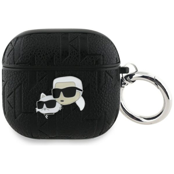 Original AMG Case KARL LAGERFELD Monogram Karl & Choupette Head for AirPods 4 black