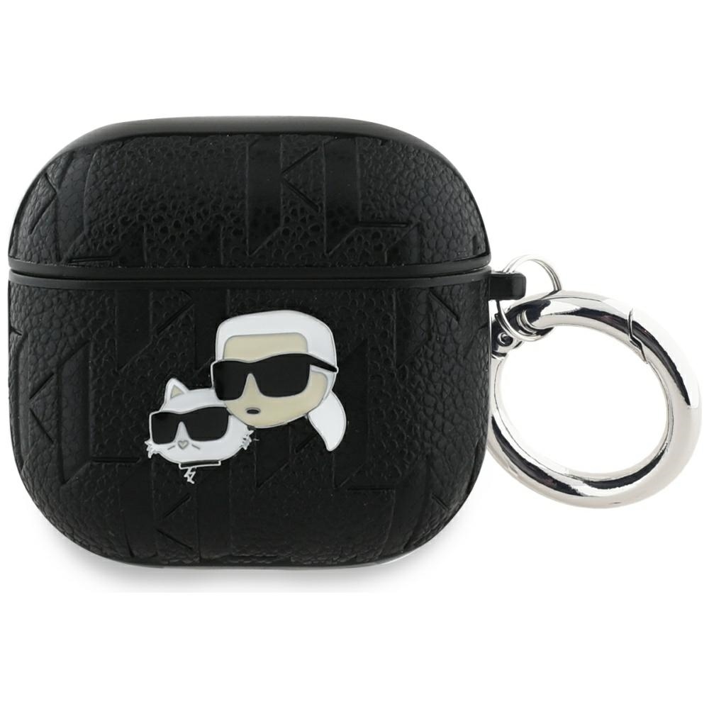 Original AMG Case KARL LAGERFELD Monogram Karl & Choupette Head for AirPods 4 black
