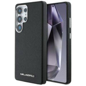 Original Pouch KARL LAGERFELD Saffiano Full Wrapped Elongated Metal Logo MagSafe for Samsung Galaxy S25  Ultra black