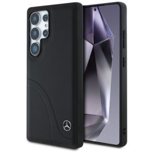 Original Case MERCEDES Leather Curved Stitches for Samsung Galaxy S25 Ultra black