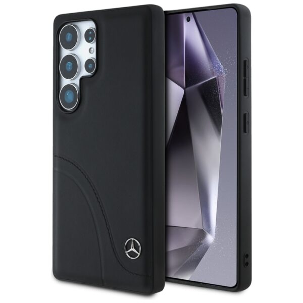 Original Case MERCEDES Leather Curved Stitches for Samsung Galaxy S25 Ultra black