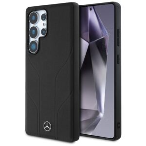 Original Case MERCEDES Leather Debossed Lines Magsafe for Samsung Galaxy S25 Ultra black