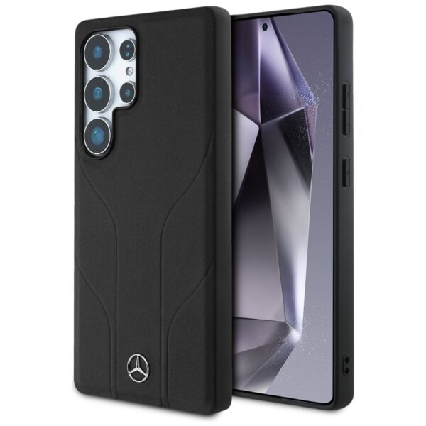 Original Case MERCEDES Leather Debossed Lines Magsafe for Samsung Galaxy S25 Ultra black