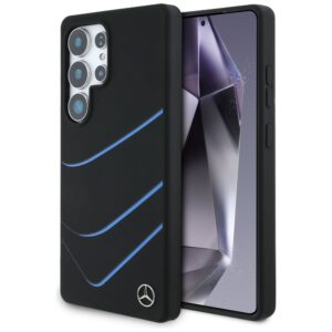 Original Case MERCEDES Silicone Contrasted Curves MagSafe for Samsung Galaxy S25 Ultra black