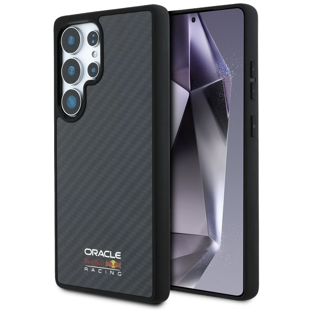 Original Case RED BULL Real Carbon Fiber Shiny Logo MagSafe for Samsung Galaxy S25 Ultra black