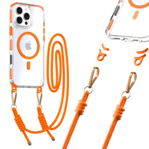 Tel Protect Strap Clear Case for Iphone 15 orange