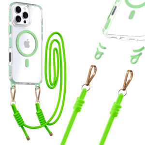 Tel Protect Strap Clear Case for Iphone 15 Pro Max green