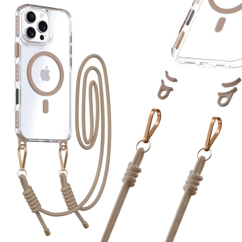 Tel Protect Strap Clear Case for Iphone 15 Pro Max gold