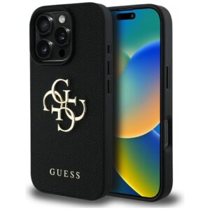 Original Case GUESS Grained Big 4G Logo Small Classic Logo do Iphone 16 Pro black