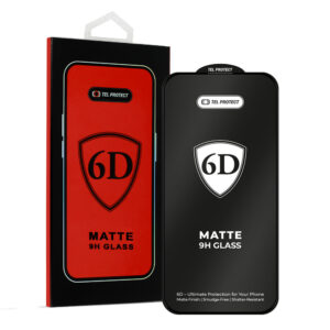 Tel Protect Full Glue 6D Matt Tempered Glass for Iphone 15 Pro Black