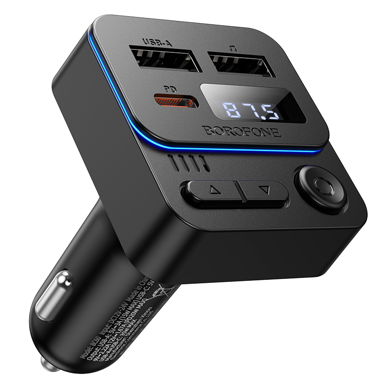 Borofone Transmitter FM BC60 Hero MP3, Bluetooth - 2xUSB + Type C - PD 20W black
