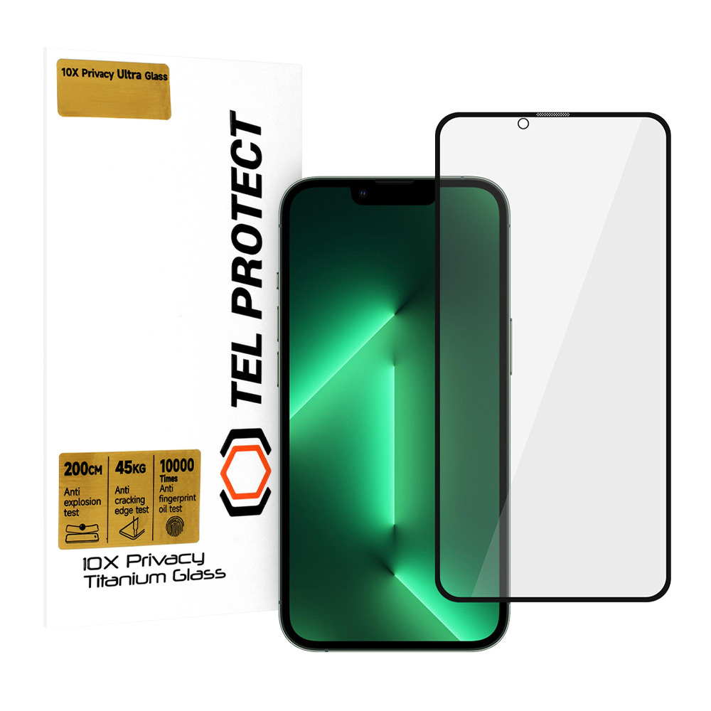 Tempered glass Tel Protect 10X Privacy Titanium for Iphone 13/13 Pro/16e (envelope)