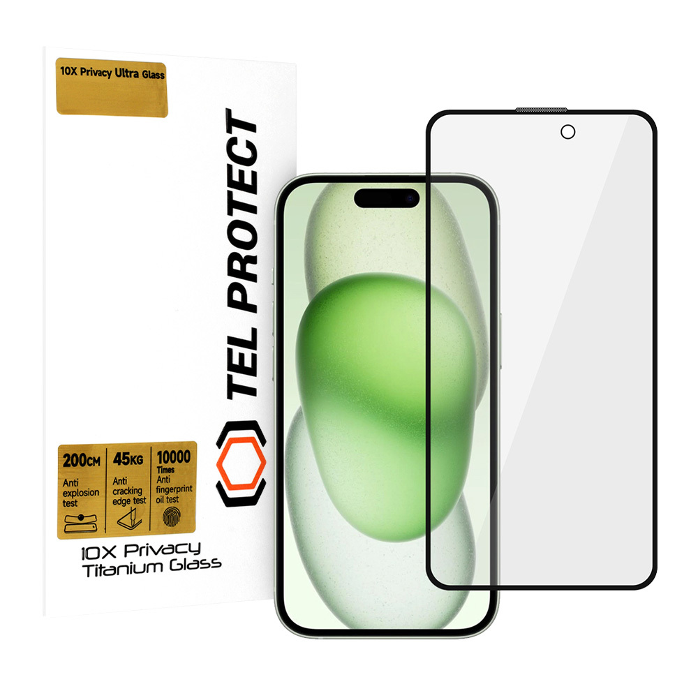 Tempered glass Tel Protect 10X Privacy Titanium for Iphone 15 (envelope)