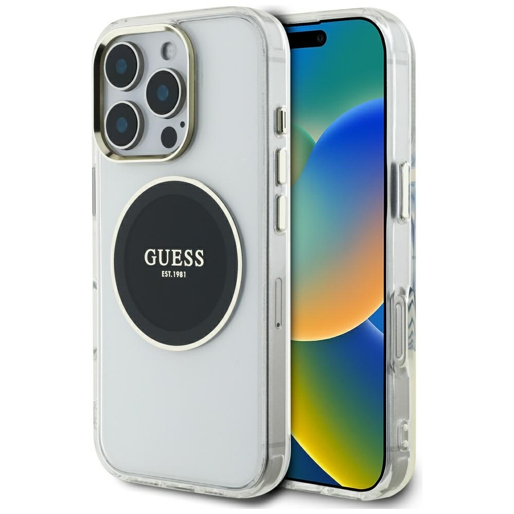 product-102517 Original Case GUESS IML Metal Colored Circle Classic Logo MagSafe for Iphone 16 Pro Max black