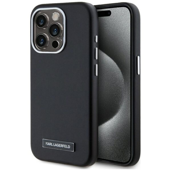 Original Pouch KARL LAGERFELD FW Metal Plate MagSafe for Iphone 15 Pro black