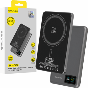 Blavec Power Bank 5000mAh BJ-03 Ultra Slim 7,8mm - Type C - 22,5W magnetic Magsafe 3 in 1 (PBBJ03-MC5G) grey