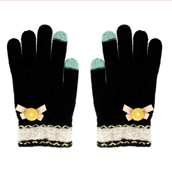 product-10821 Gloves for touch screens BLACK WITH FLOWER