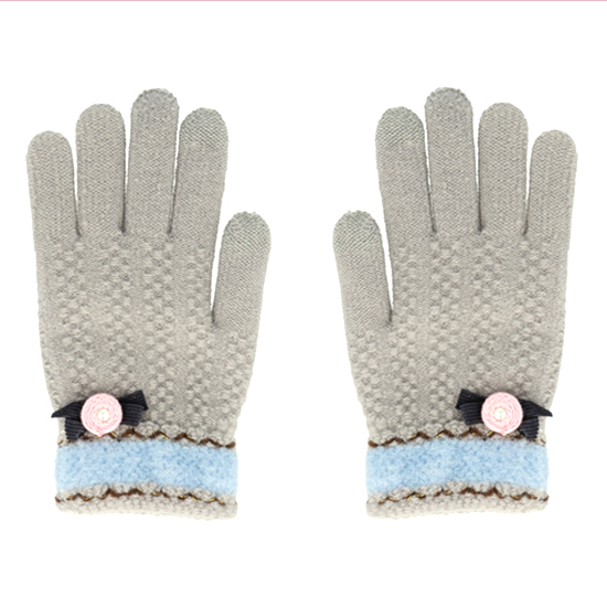 product-10822 Gloves for touch screens GREY WITH FLOWER