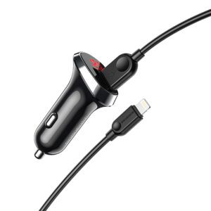 Borofone Car charger BZ15 Auspicious - 2xUSB - 2,4A with USB to Lightning cable black