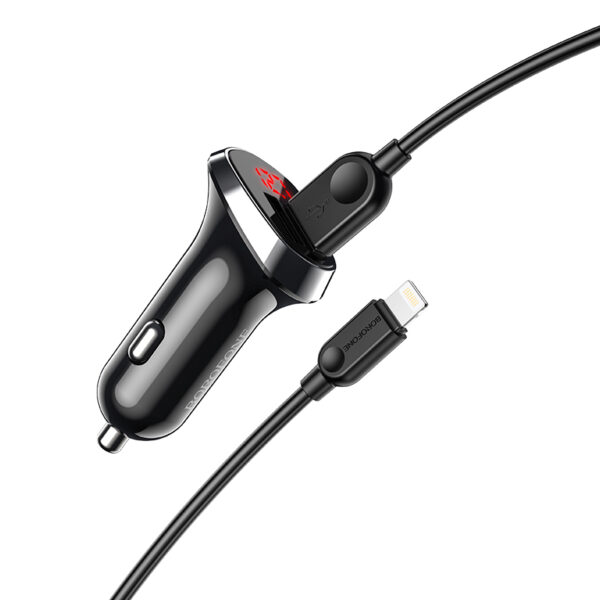 Borofone Car charger BZ15 Auspicious - 2xUSB - 2,4A with USB to Lightning cable black