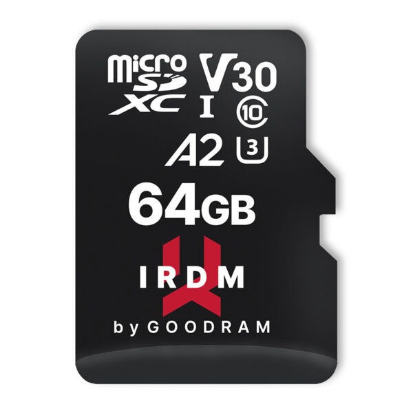GOODRAM Memory MicroSD Card IRDM - 64GB with adapter UHS I U3 V30 A2 170MB/s